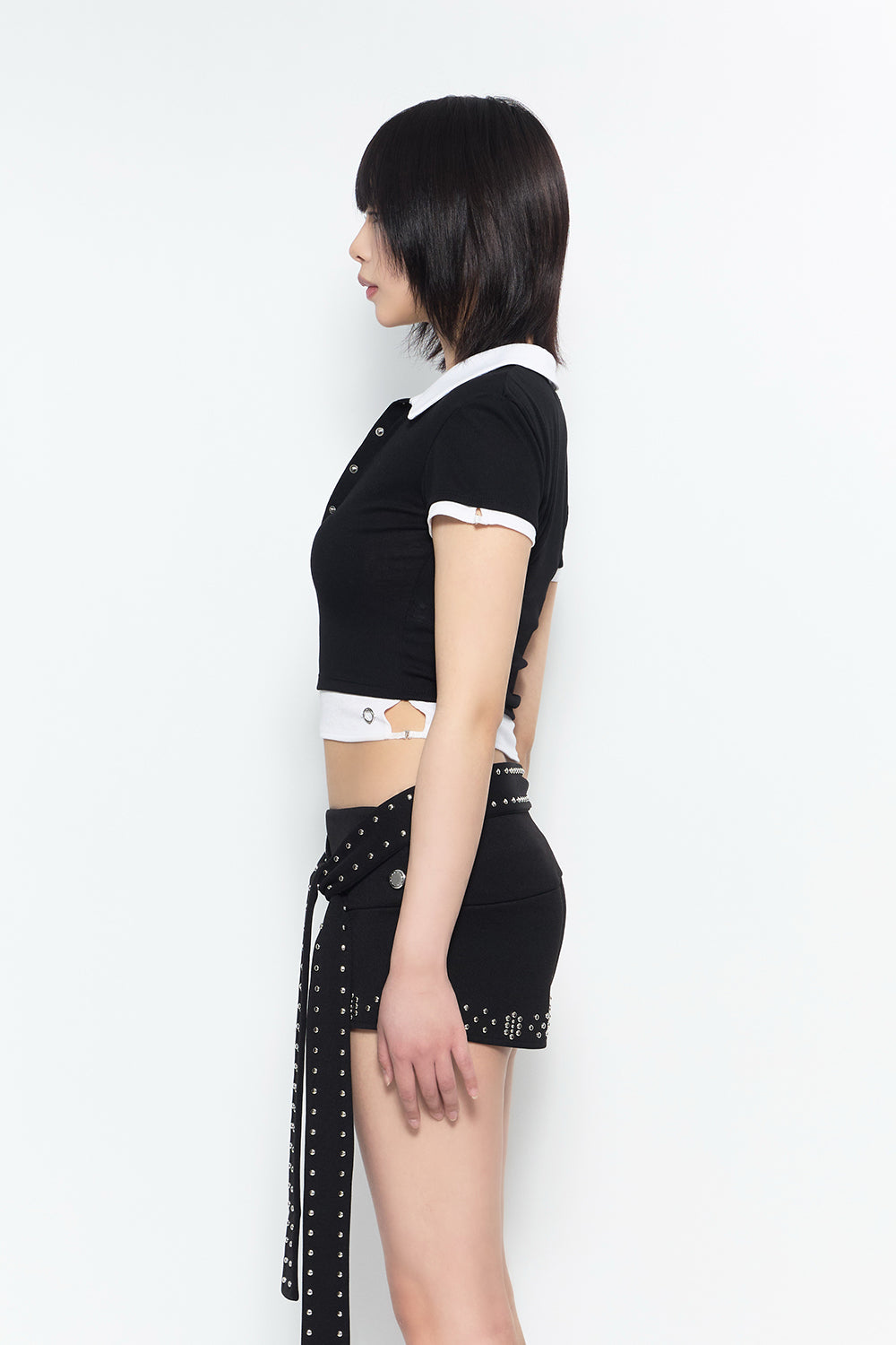 トップス theredthread bicolor layered tops THEREDTHREAD / ザレッドスレッド】bicolor layered tops short