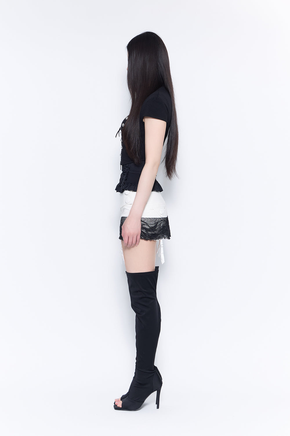 veil lace garter skort