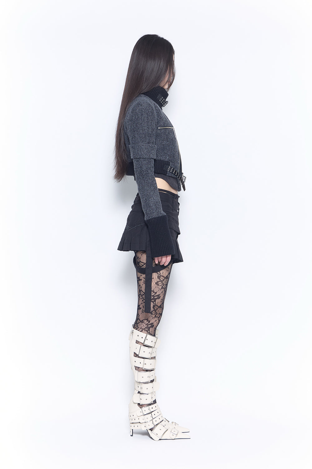 script pleated skirt mini