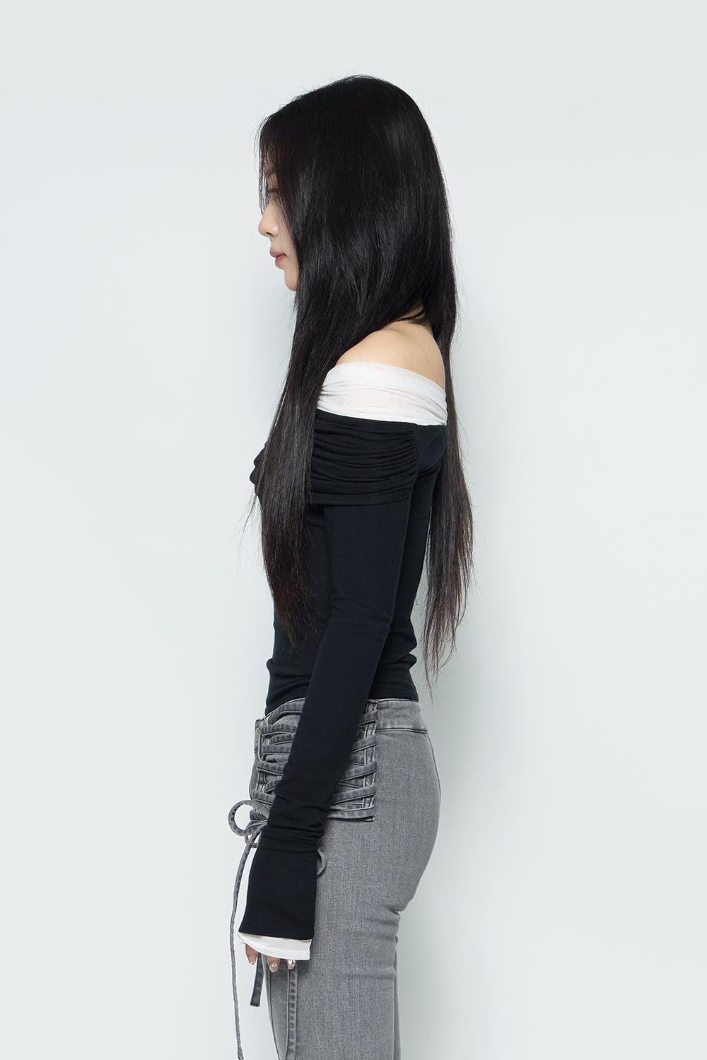 S twist off shoulder tops
