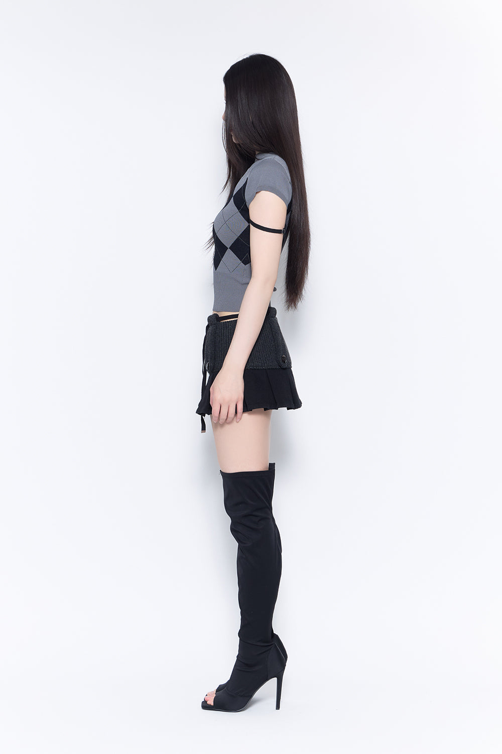knit pleated skirt mini