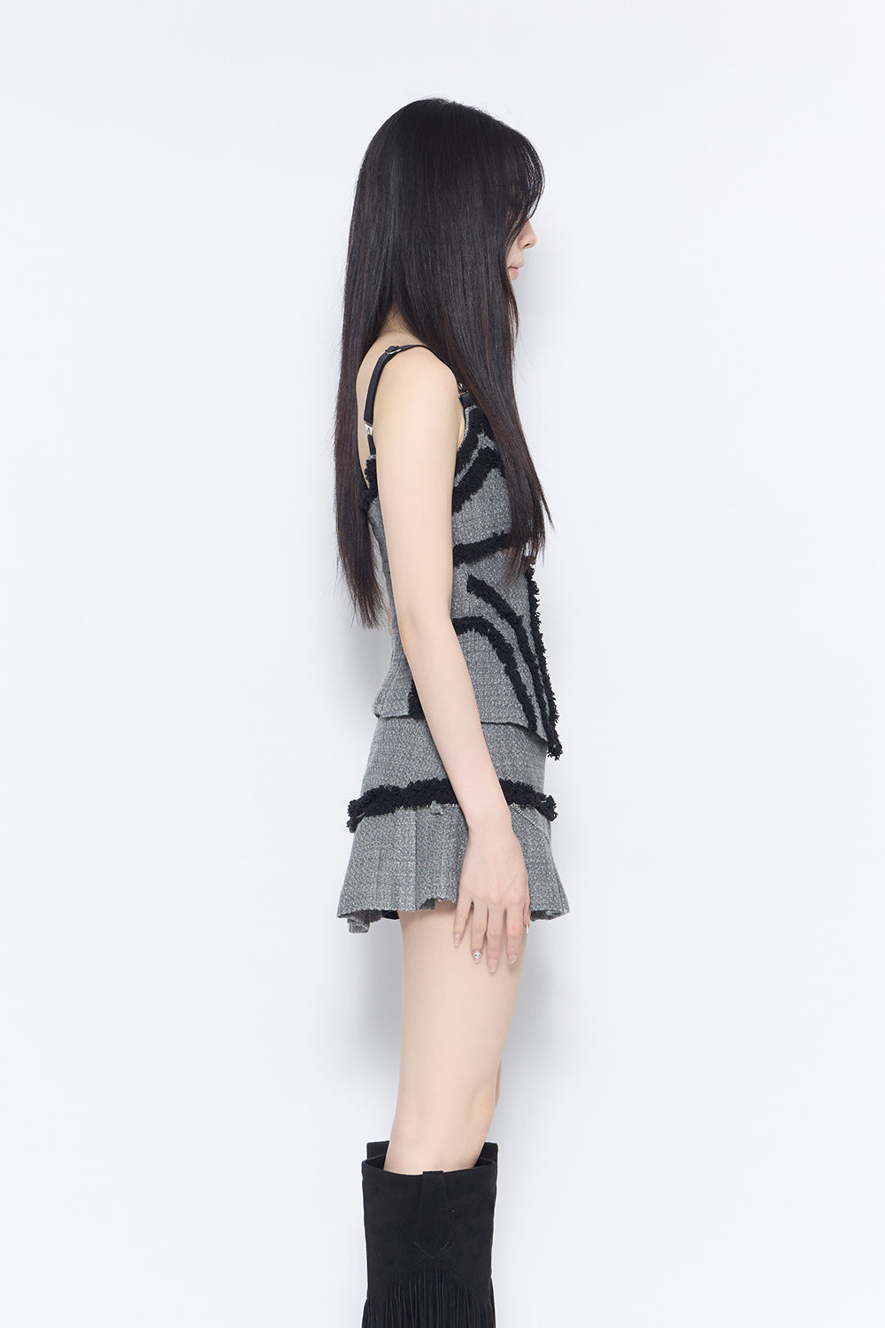 frayed tweed corset tops
