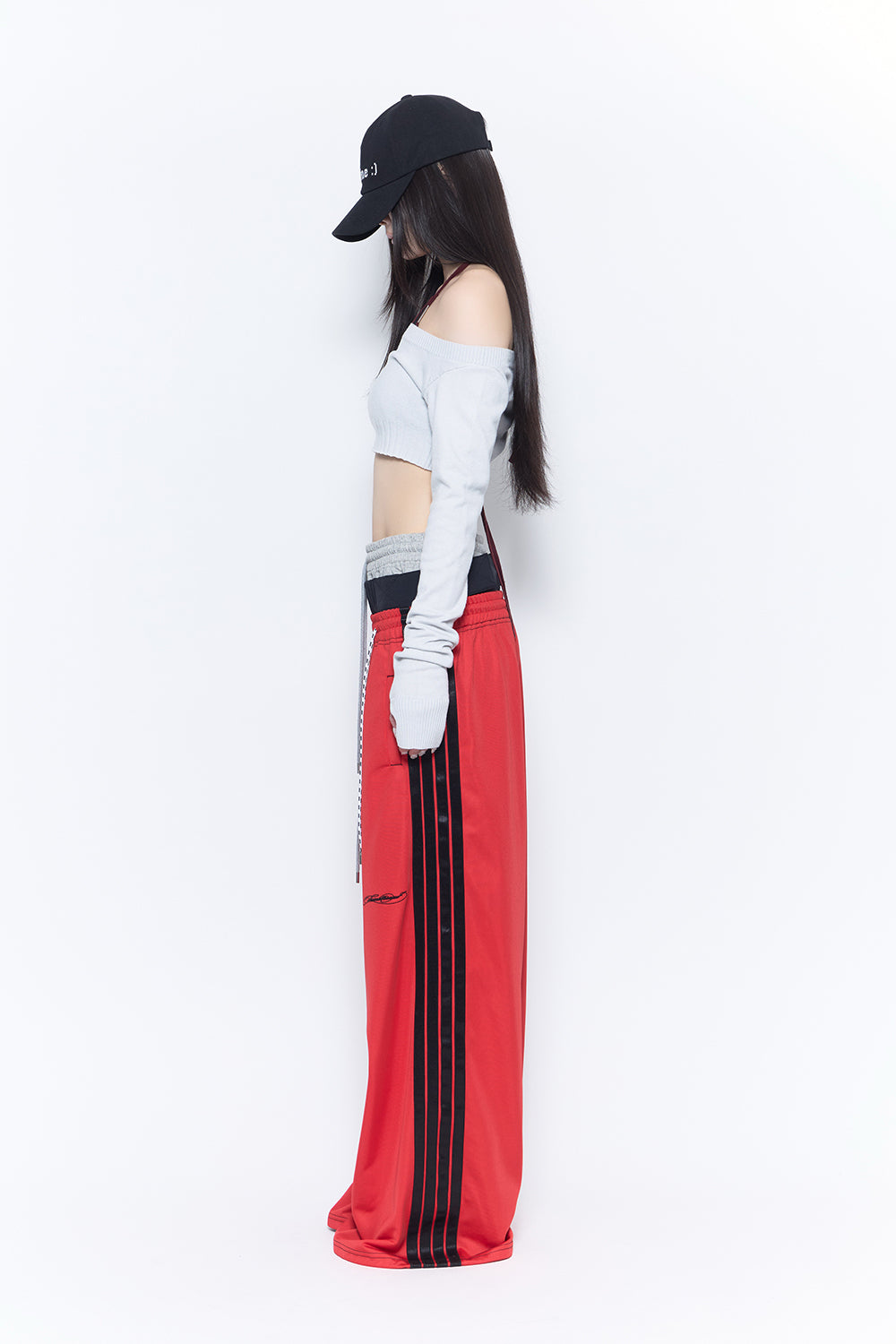 layered track pants