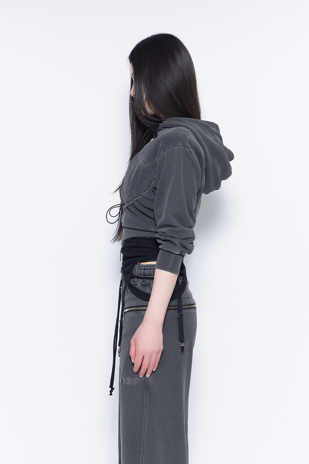 THEREDTHREAD / ザレッドスレッド】mid sleeve cropped hoodie 2