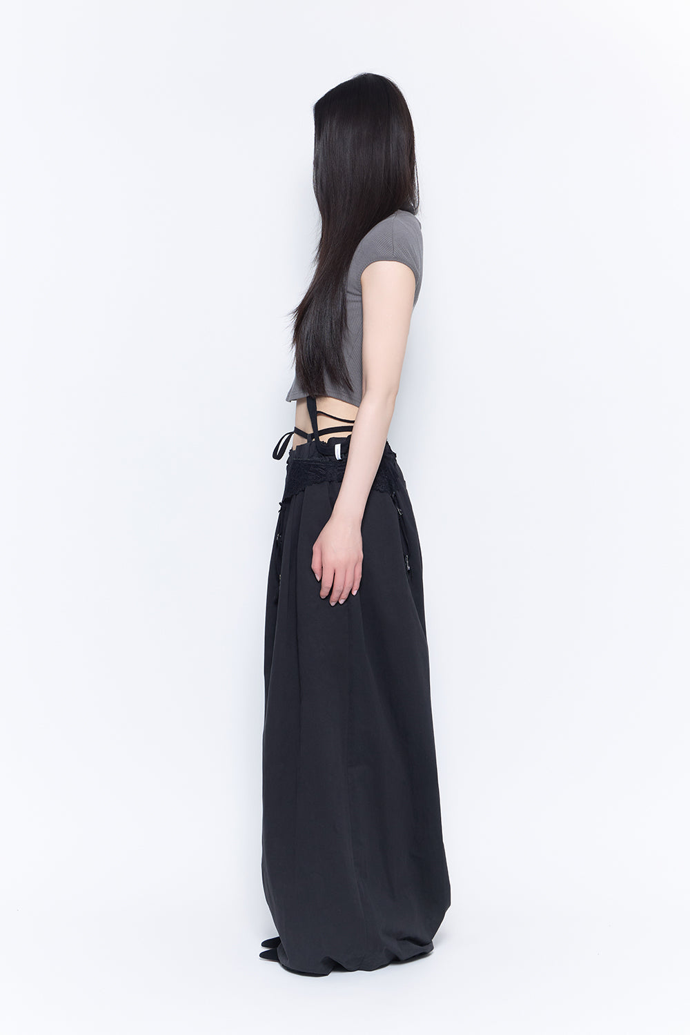 laced garter suit slacks