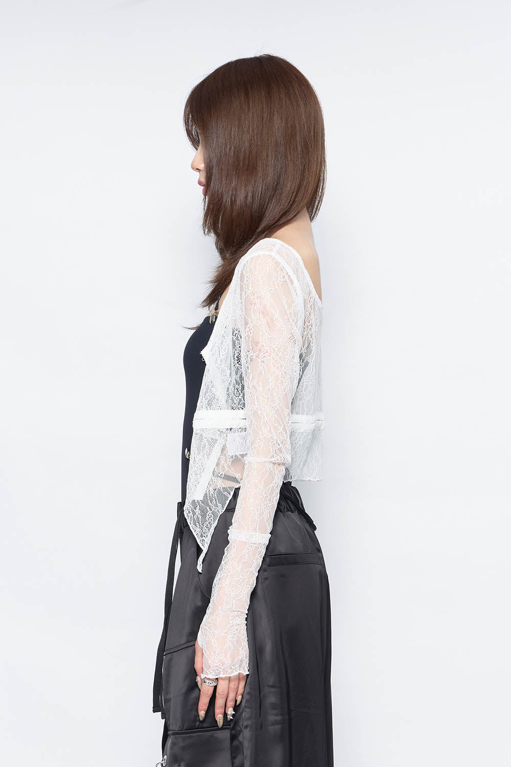 トップス heredthread S split lace tops Edikted Twilight Sheer Lace Split Front Top | PacSun