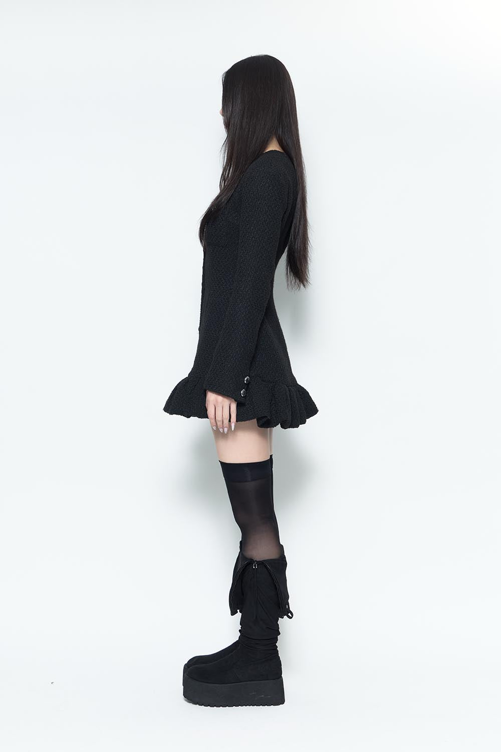 S tweed balloon dress mini