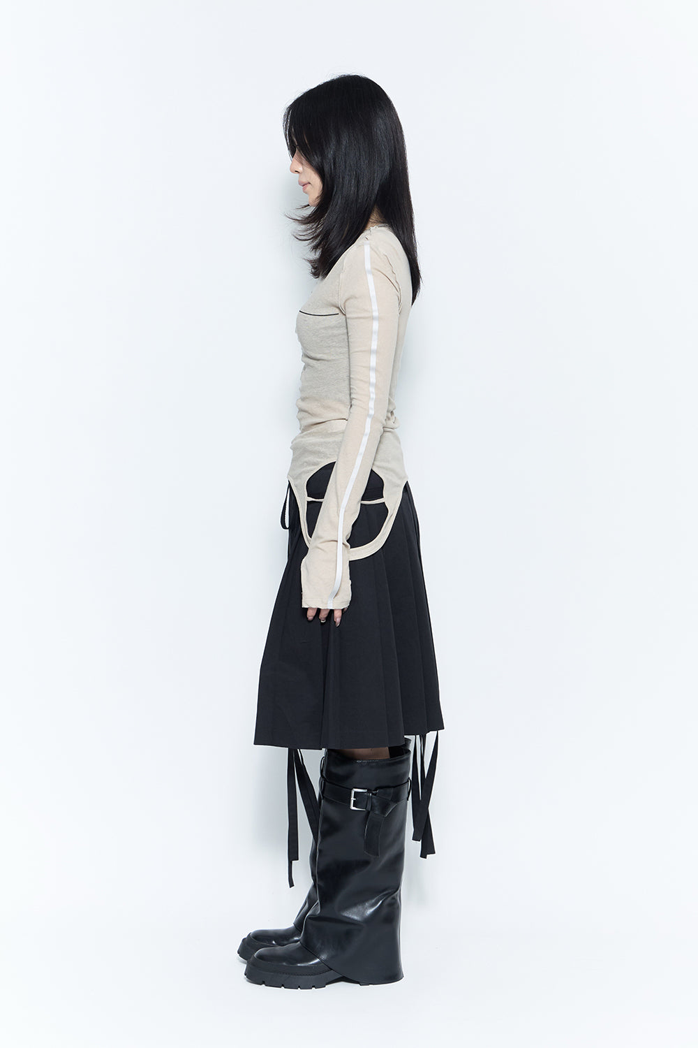 modern pleats midi skirt