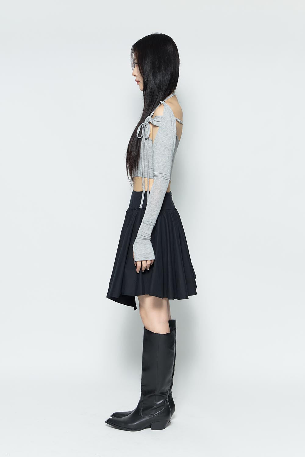 S button flare skirt