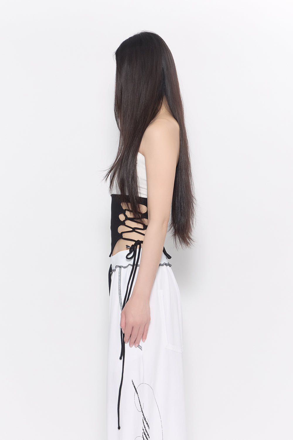 split hem lace up bare 2