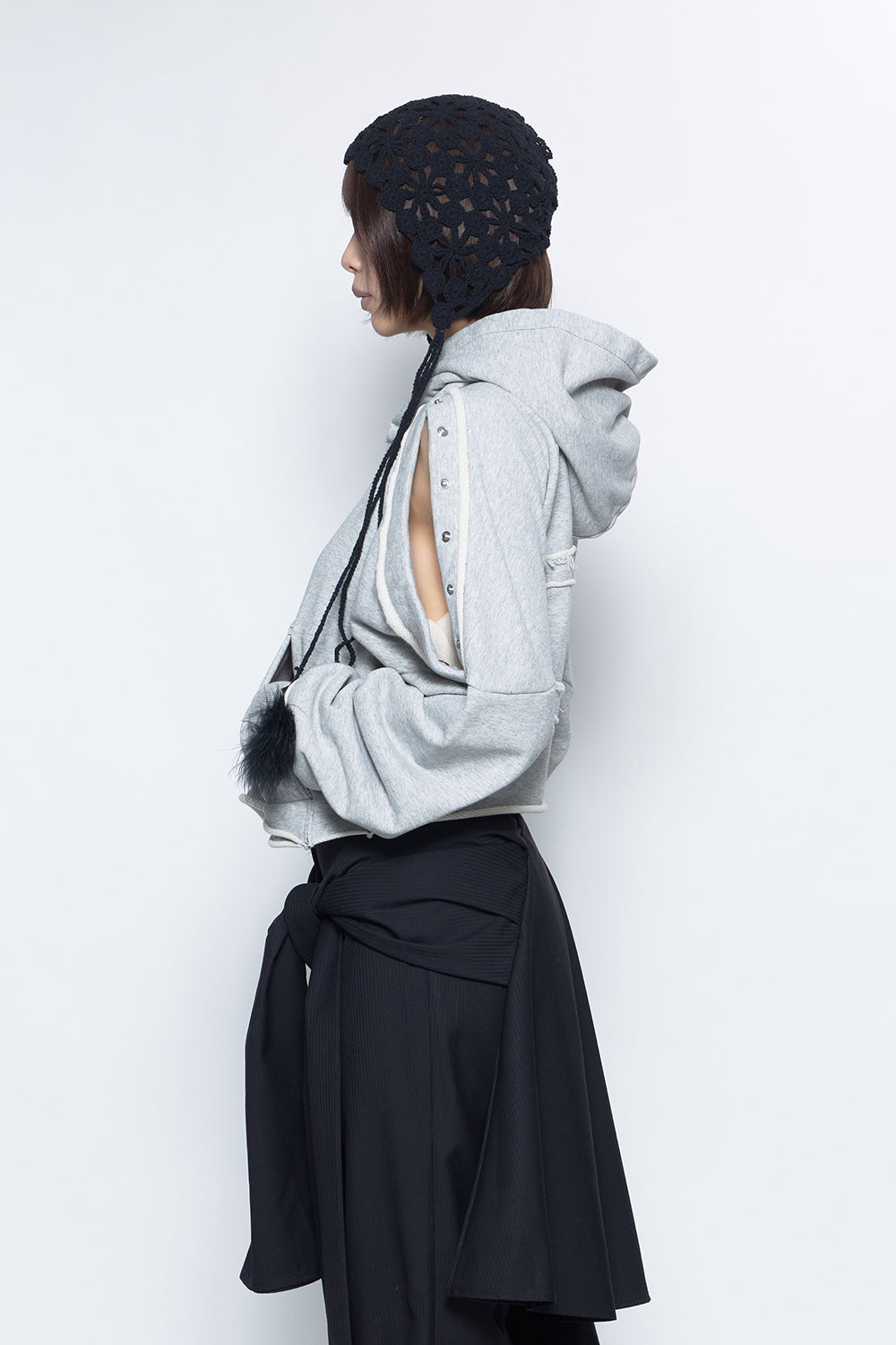 S open shoulder hoodie