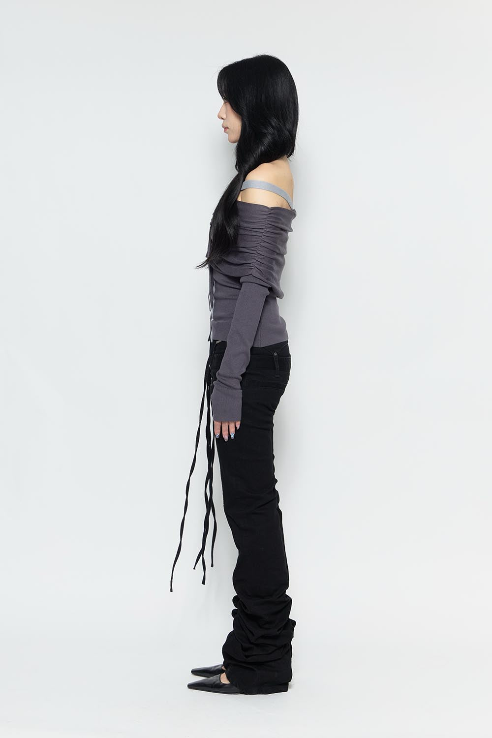 S tethered long denim