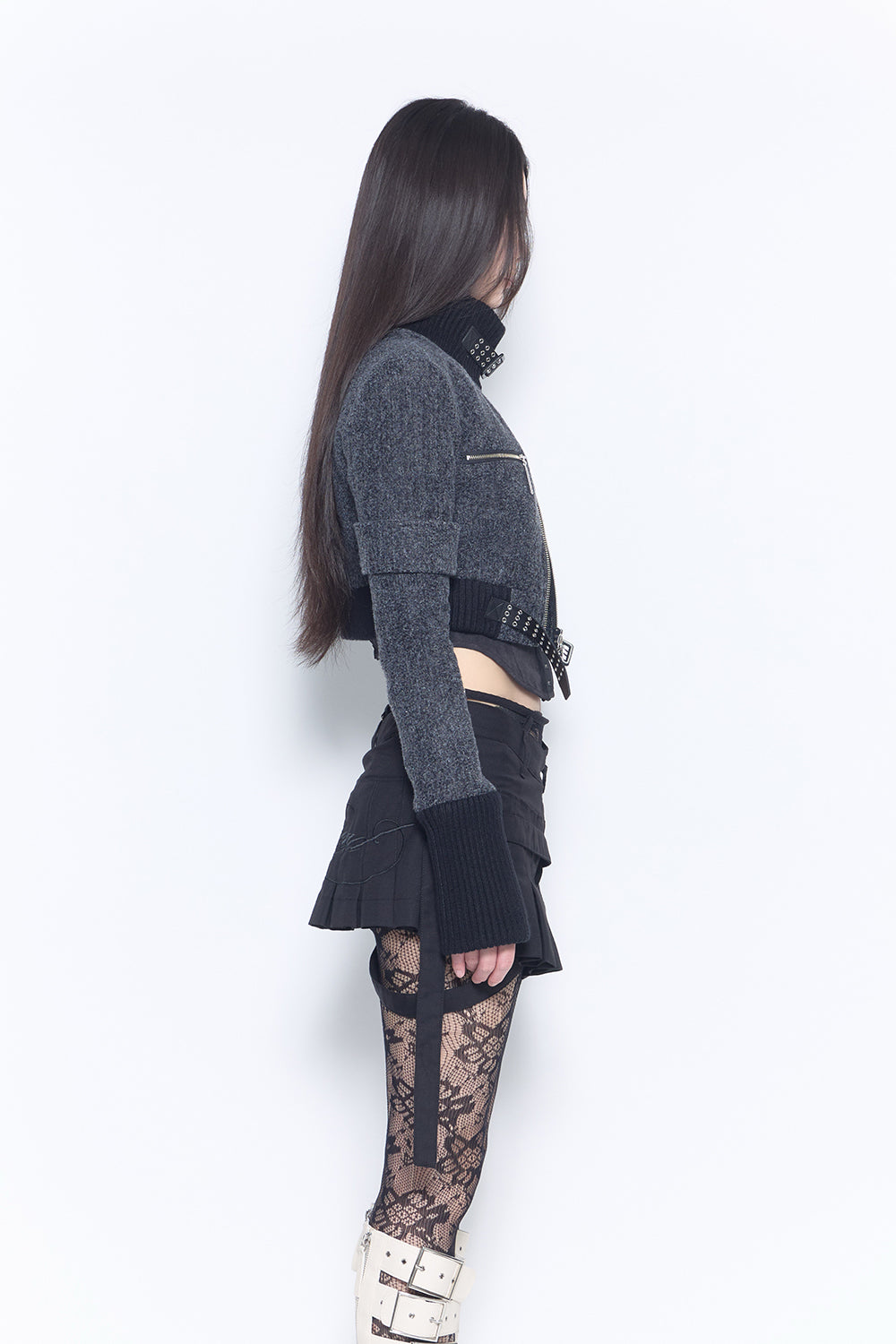belted zip jacket cropped