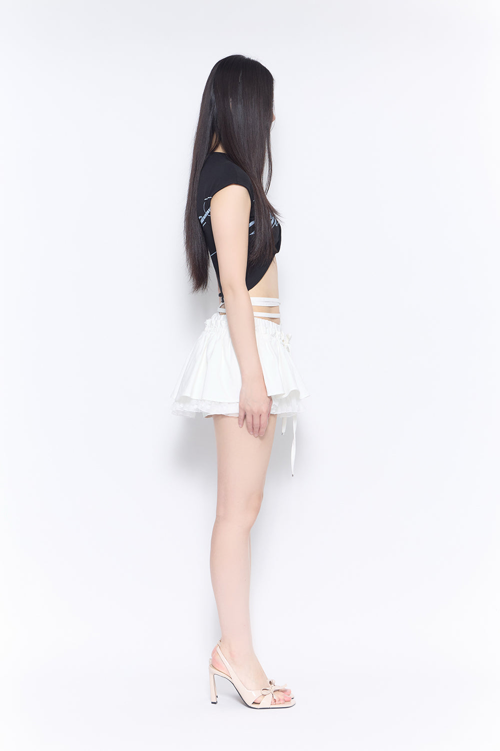 corded frill skirt mini