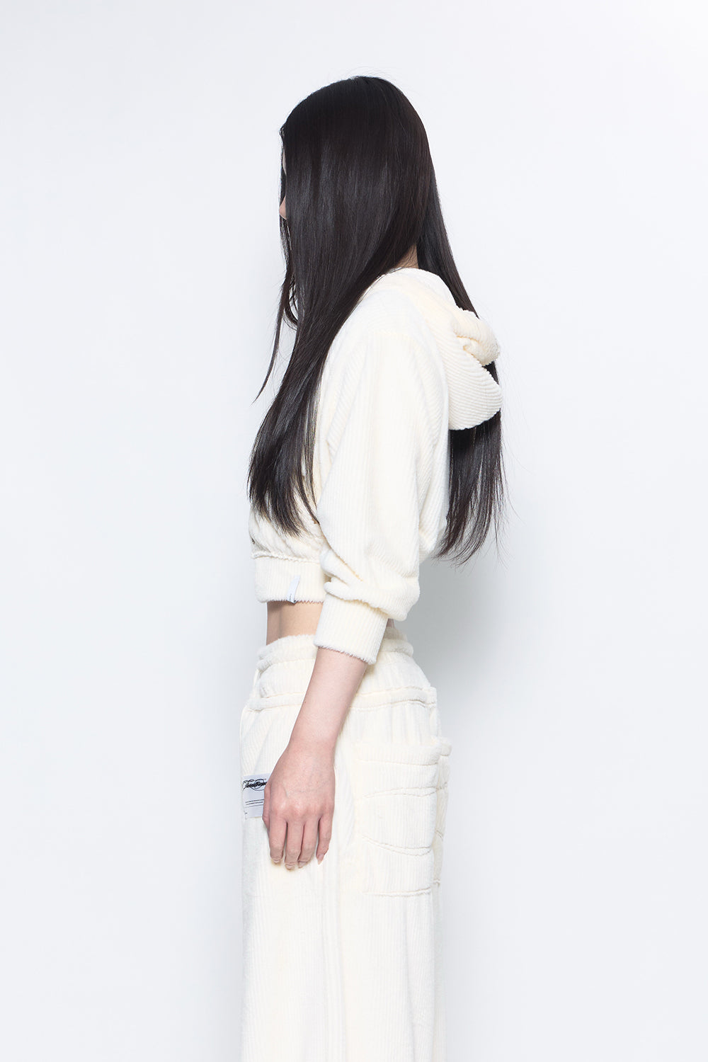 S mid-sleeve hoodie cropped