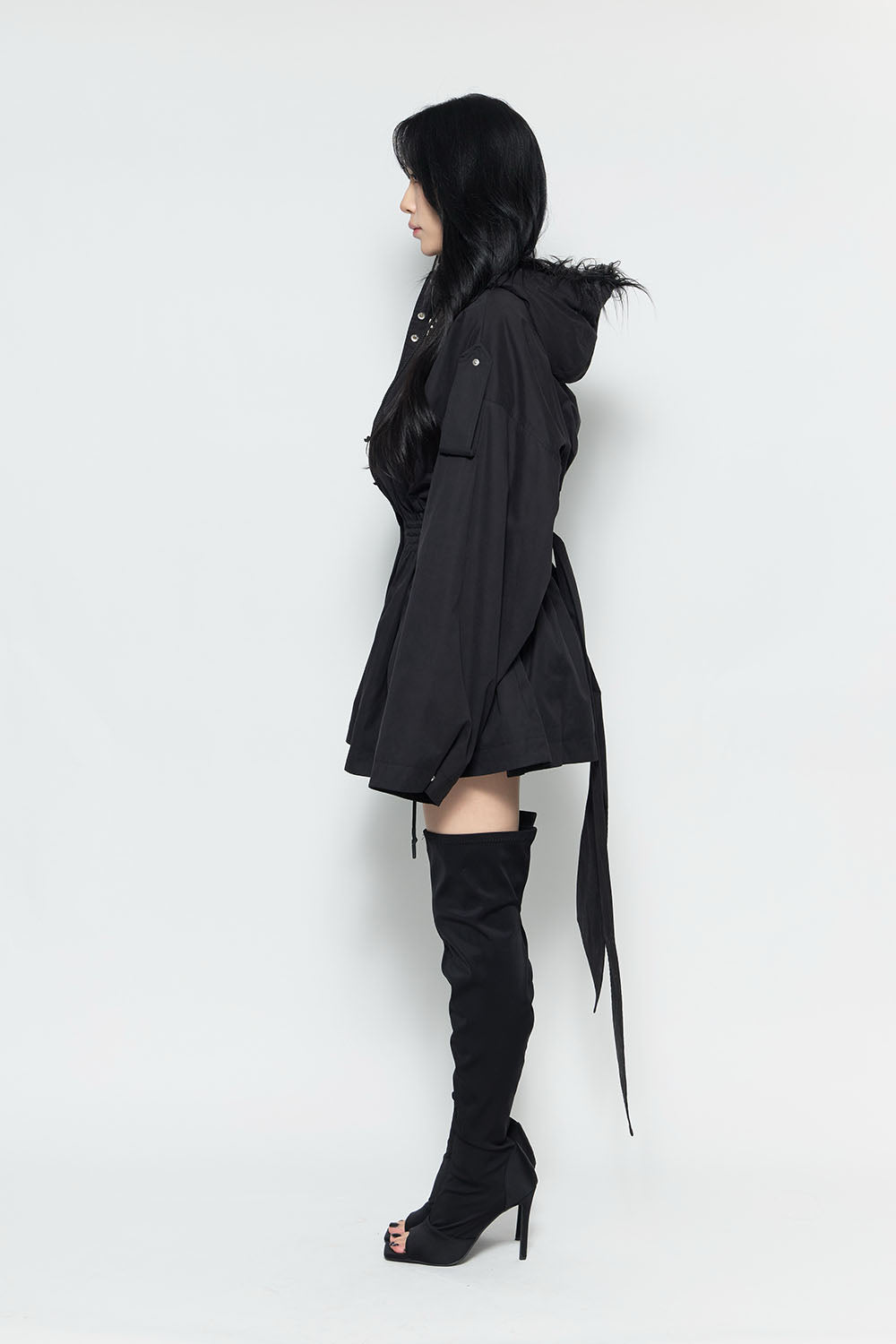 S fur embroidery trench short
