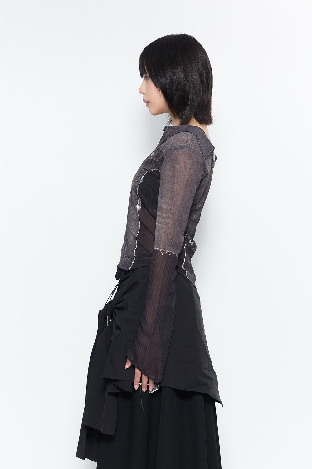 print sheer shirt
