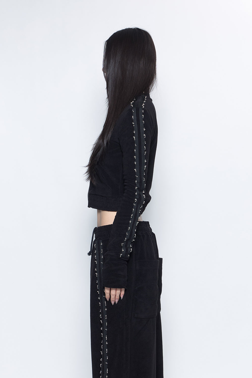 S beaded track jersey jacket