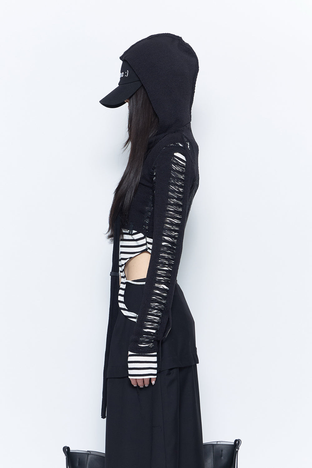 laddering knit hoodie