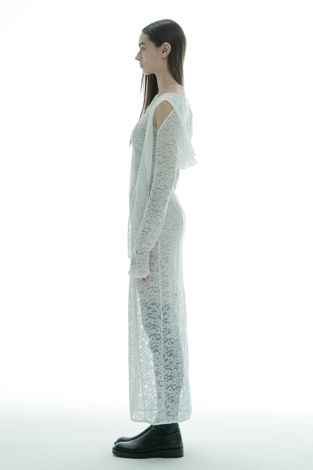 ワンピース theredthread V slit camisole dress lace THEREDTHREAD