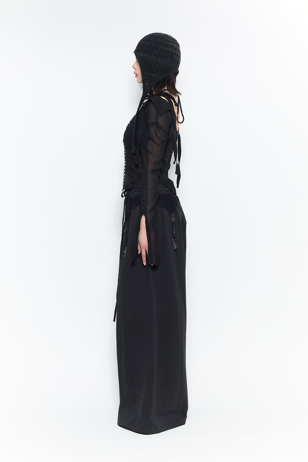 laced garter suit slacks