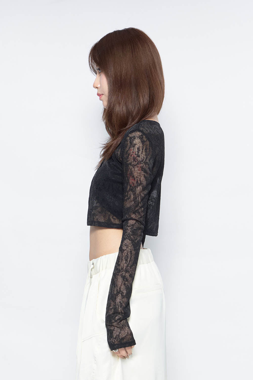 トップス THEREDTHREAD S clip cardigan cropped THEREDTHREAD / ザレッドスレッド】S clip cardigan cropped