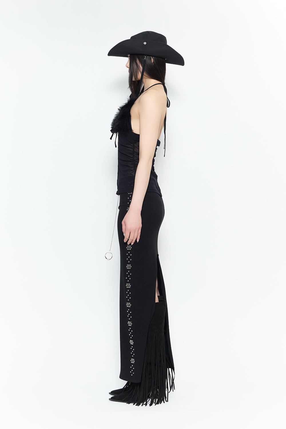 THEREDTHREAD / ザレッドスレッド】studded maxi skirt
