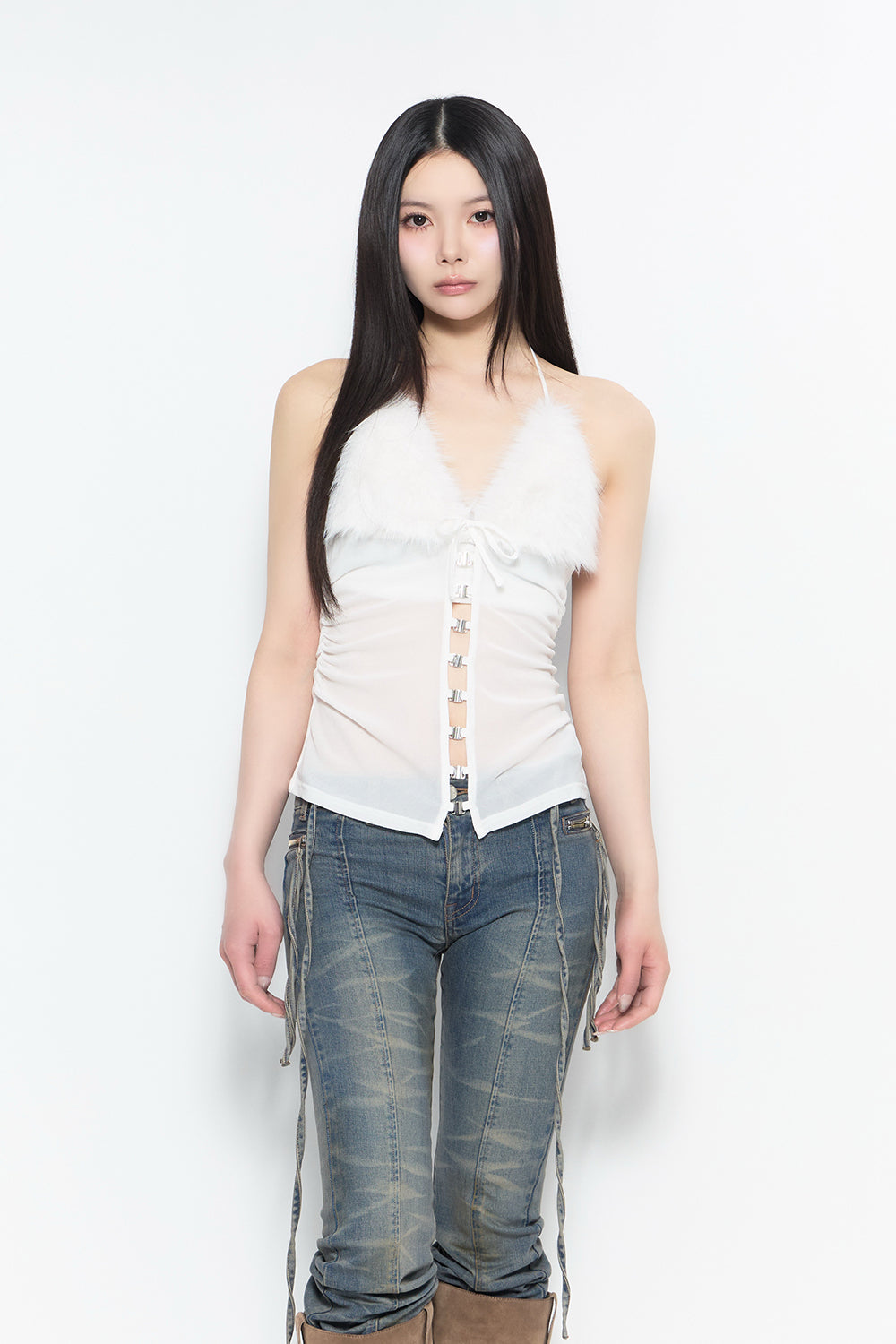 furry triangle hook tops