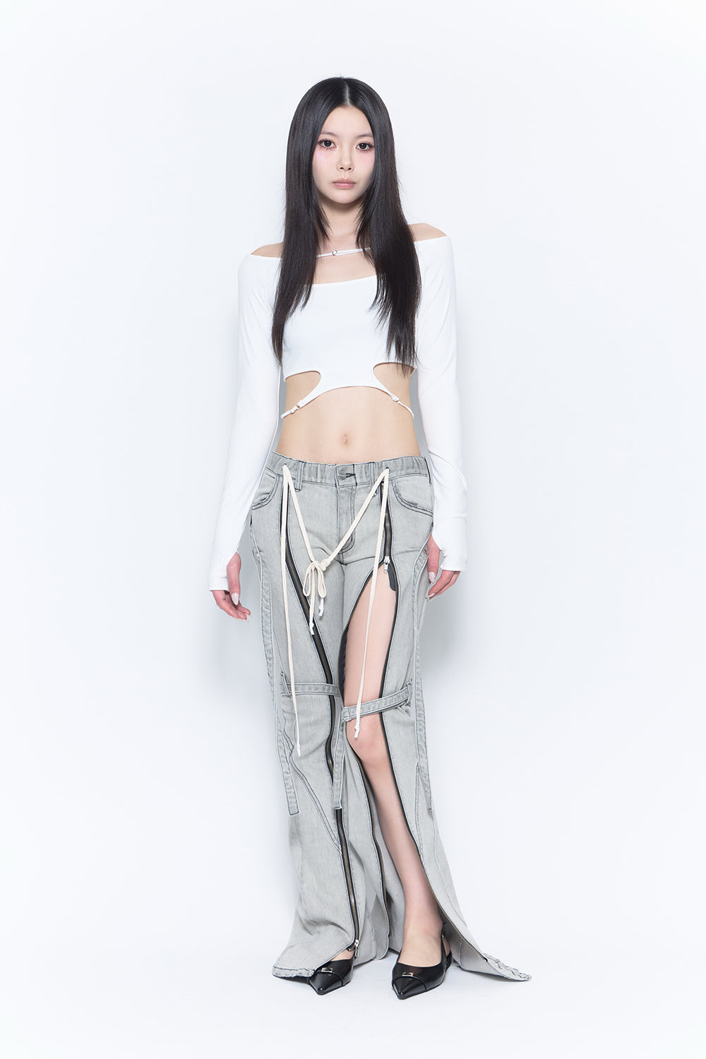 THEREDTHREAD / ザレッドスレッド】droop denim pants