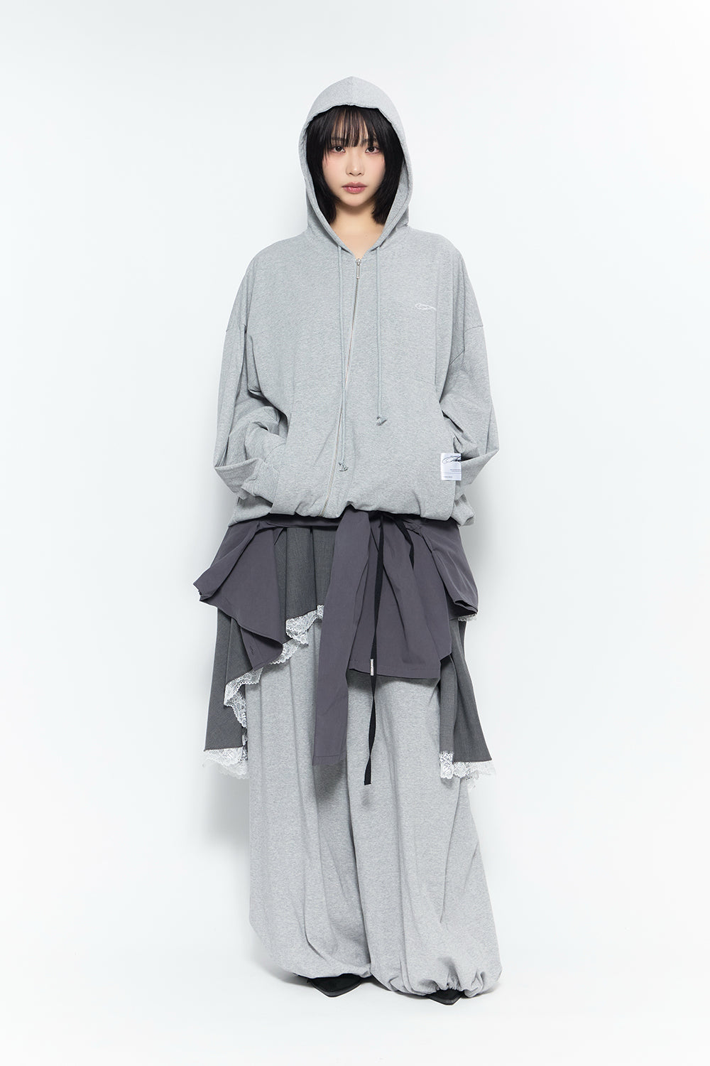 emblem fold sweat pants