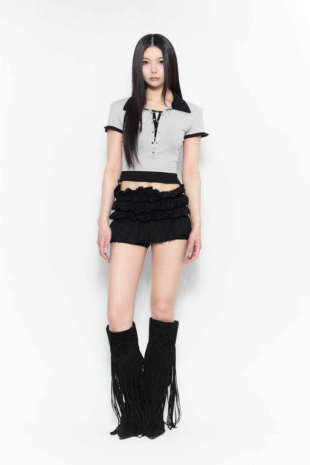 THEREDTHREAD / ザレッドスレッド】shirred frill skirt mini