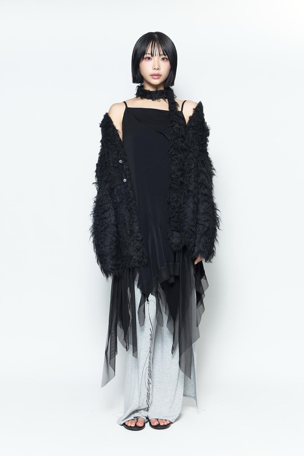 S asymmetry ruffle dress