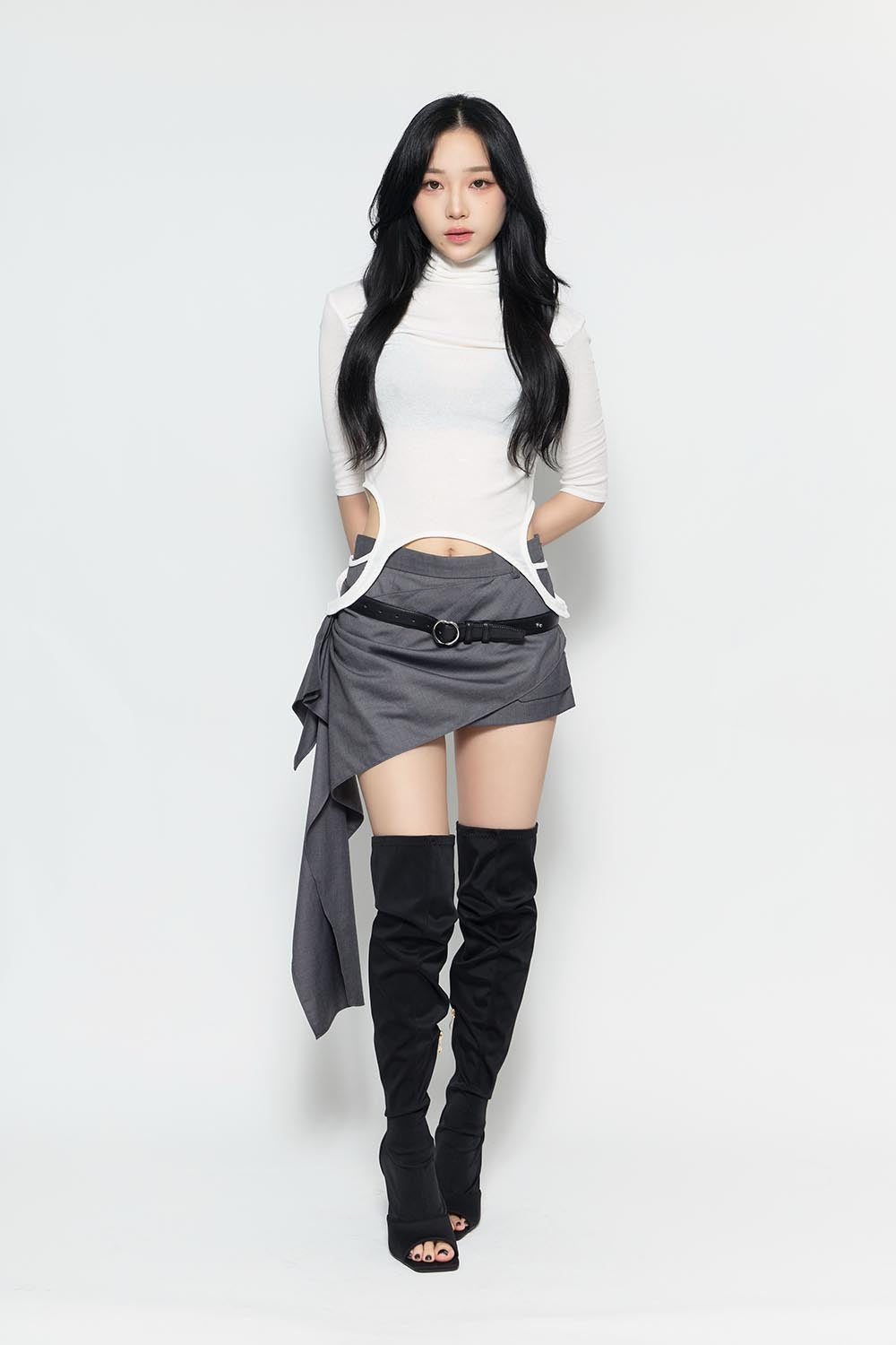 S drape tail skirt mini