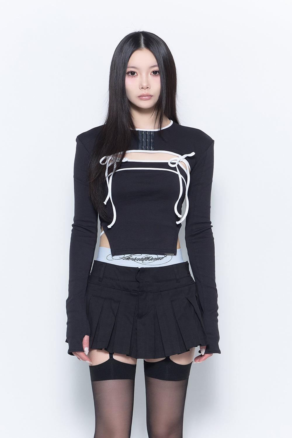 トップス theredthread layer ensemble ribbon gray THEREDTHREAD / ザレッドスレッド】layer ensemble ribbon