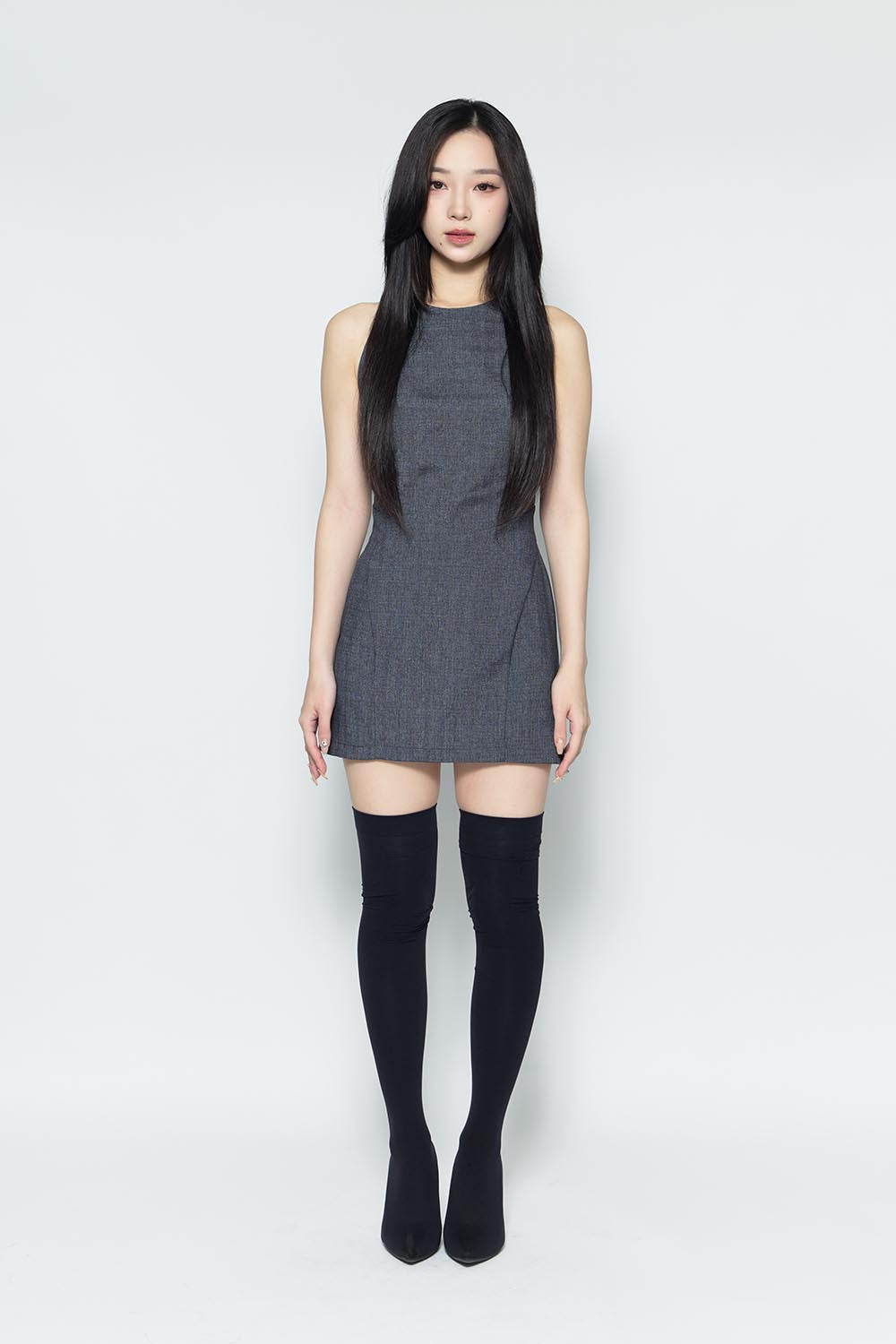 S backless halter dress mini