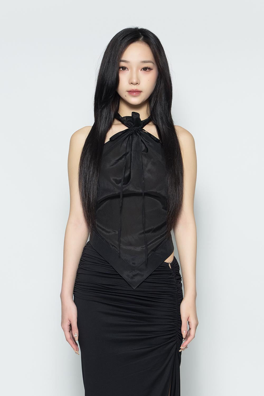 THEREDTHREAD / ザレッドスレッド】S draped sheer halter tops