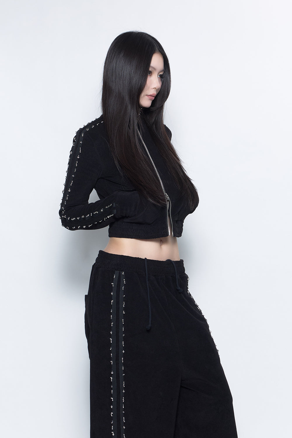 S beaded track jersey jacket