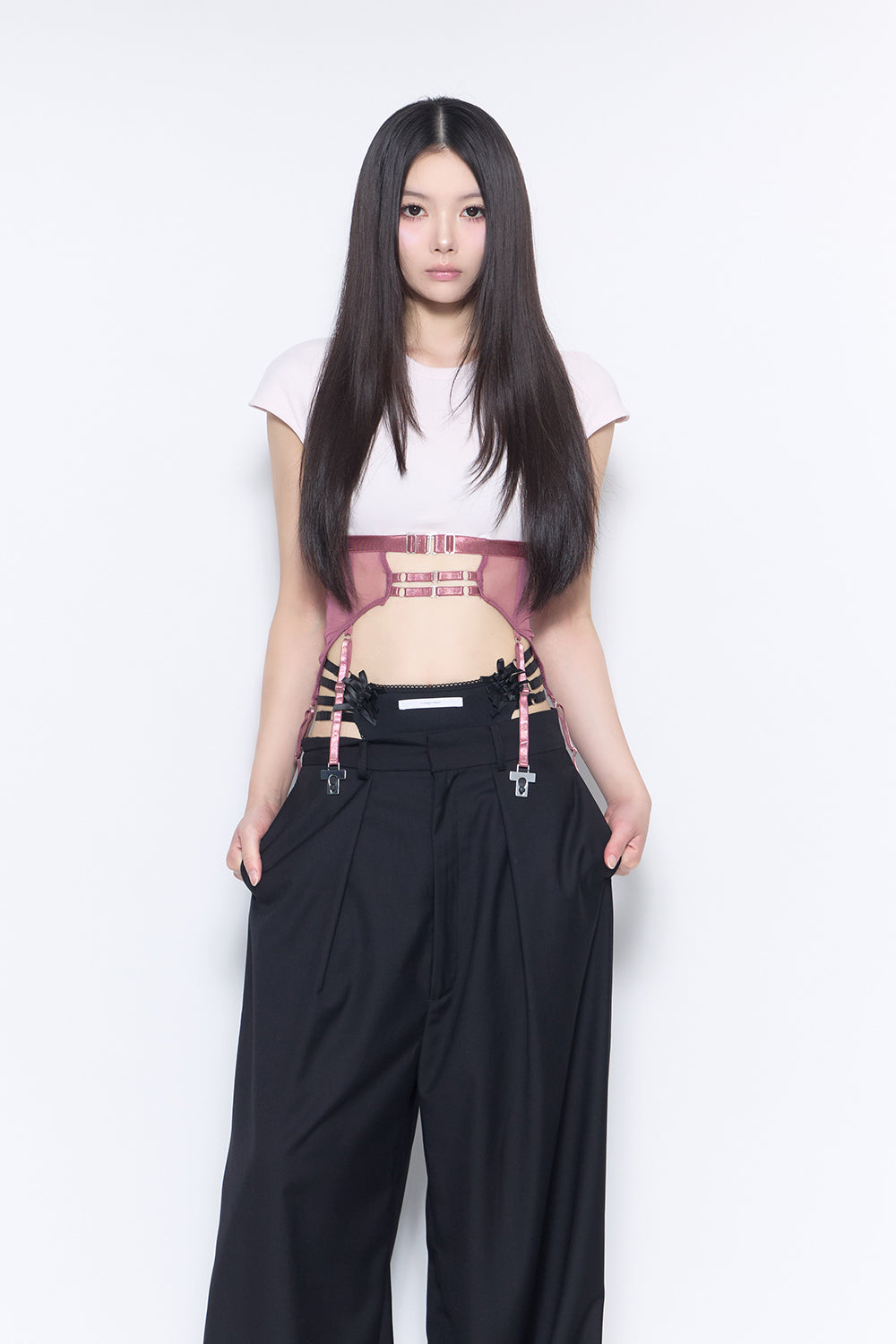 belted panel corset tops