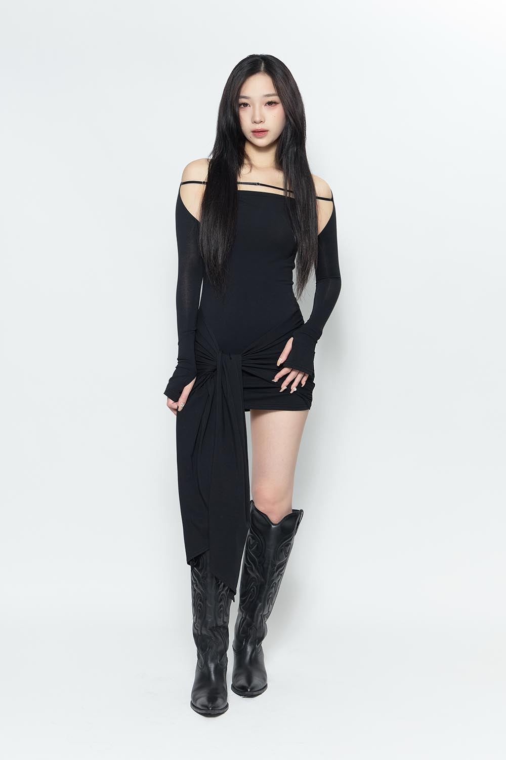ワンピース theredthread script drape dress mini THEREDTHREAD / ザ