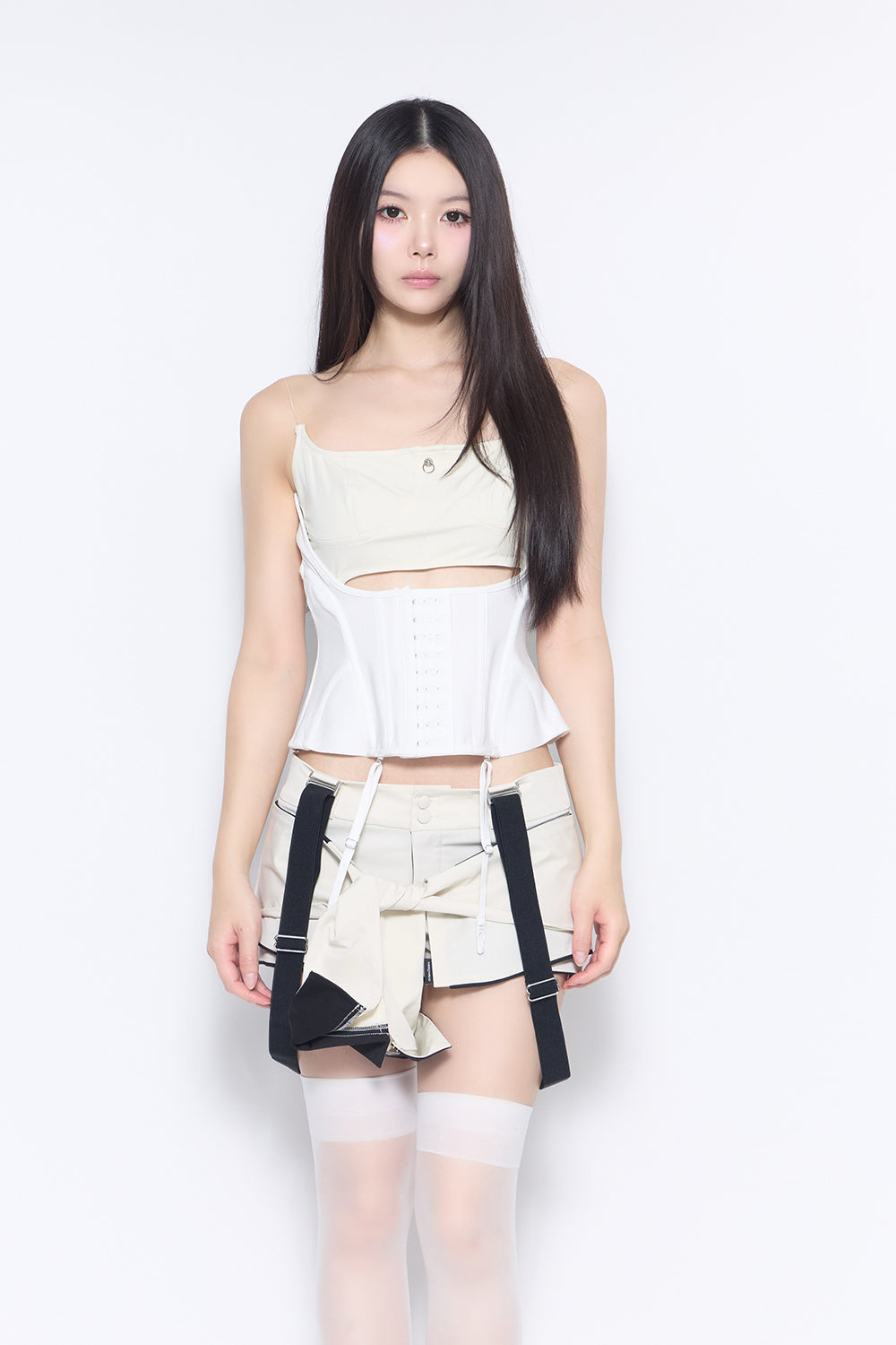 pointed garter corset
