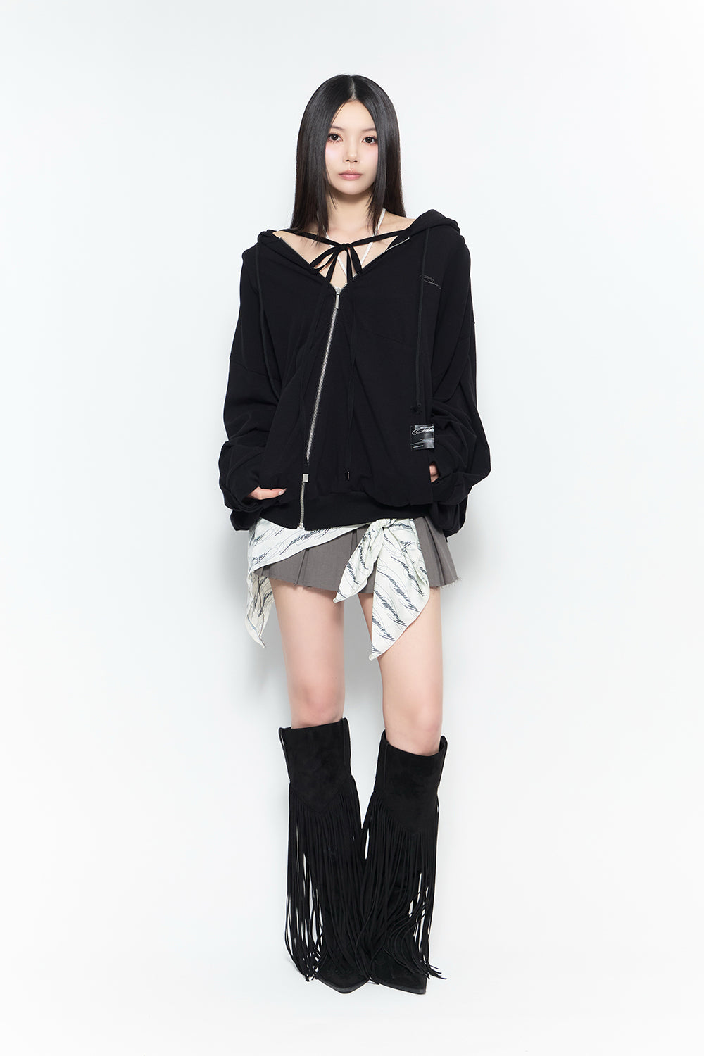 こ*と様 Theredthread scarf pleated mini bla THEREDTHREAD / ザレッドスレッド】scarf pleated mini