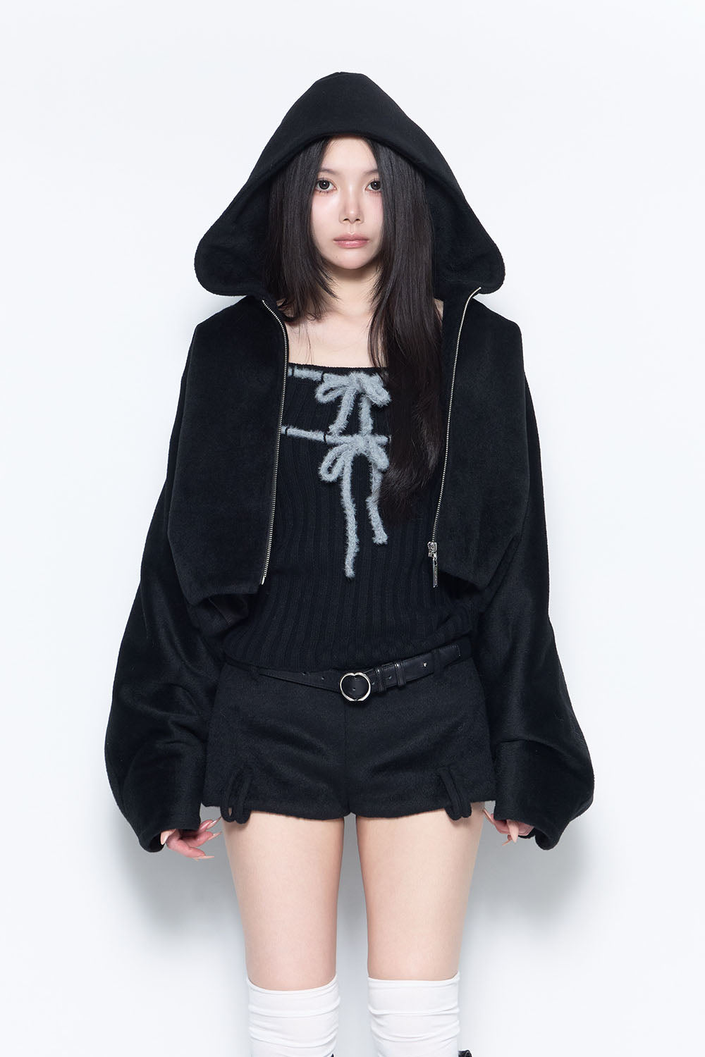 S rib knit tops ribbon