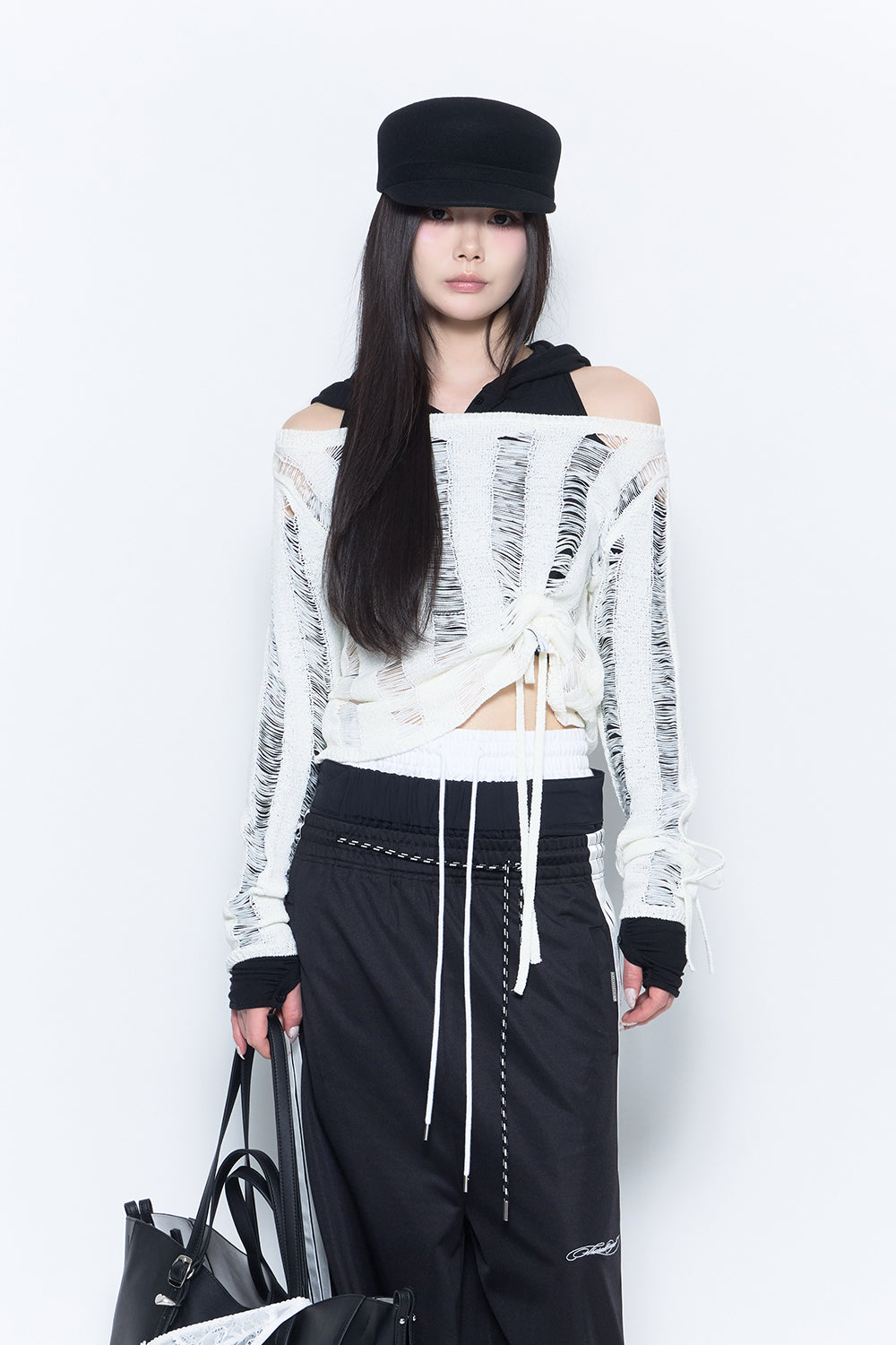 トップス theredthread laddering loose knit THEREDTHREAD / ザレッドスレッド】laddering loose knit