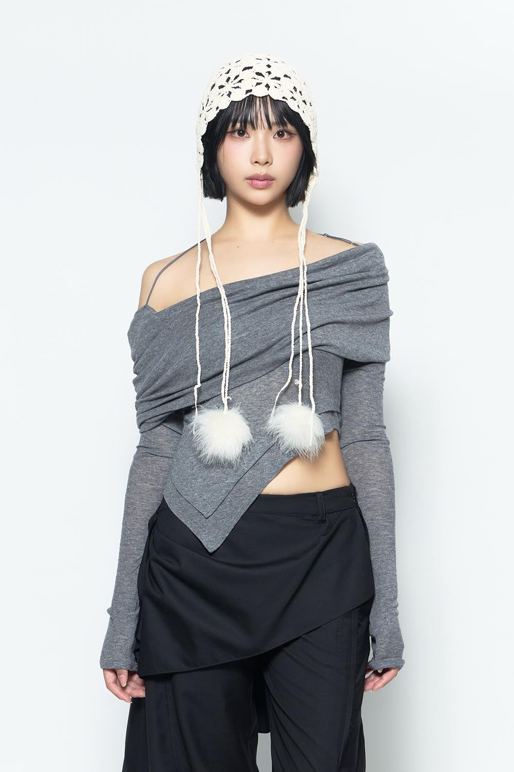 トップス theredthread S dot off shoulder top BK theredthread S dot off shoulder top BK theredthread S twist