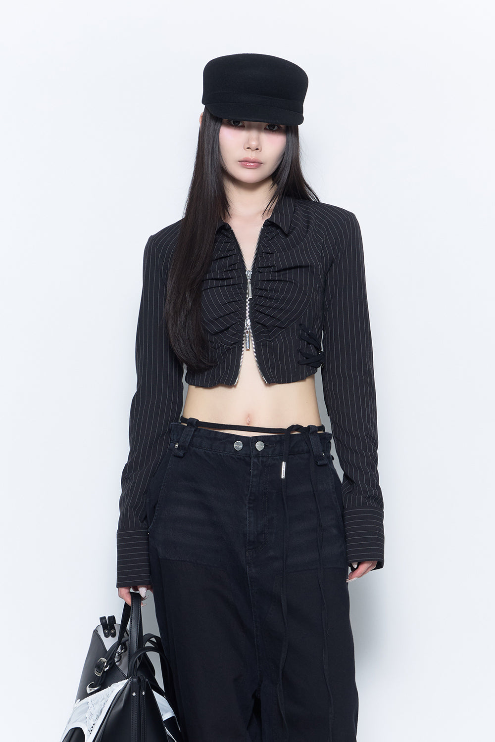 トップス theredthread burlesque gather shirt THEREDTHREAD / ザレッドスレッド】burlesque gather shirt