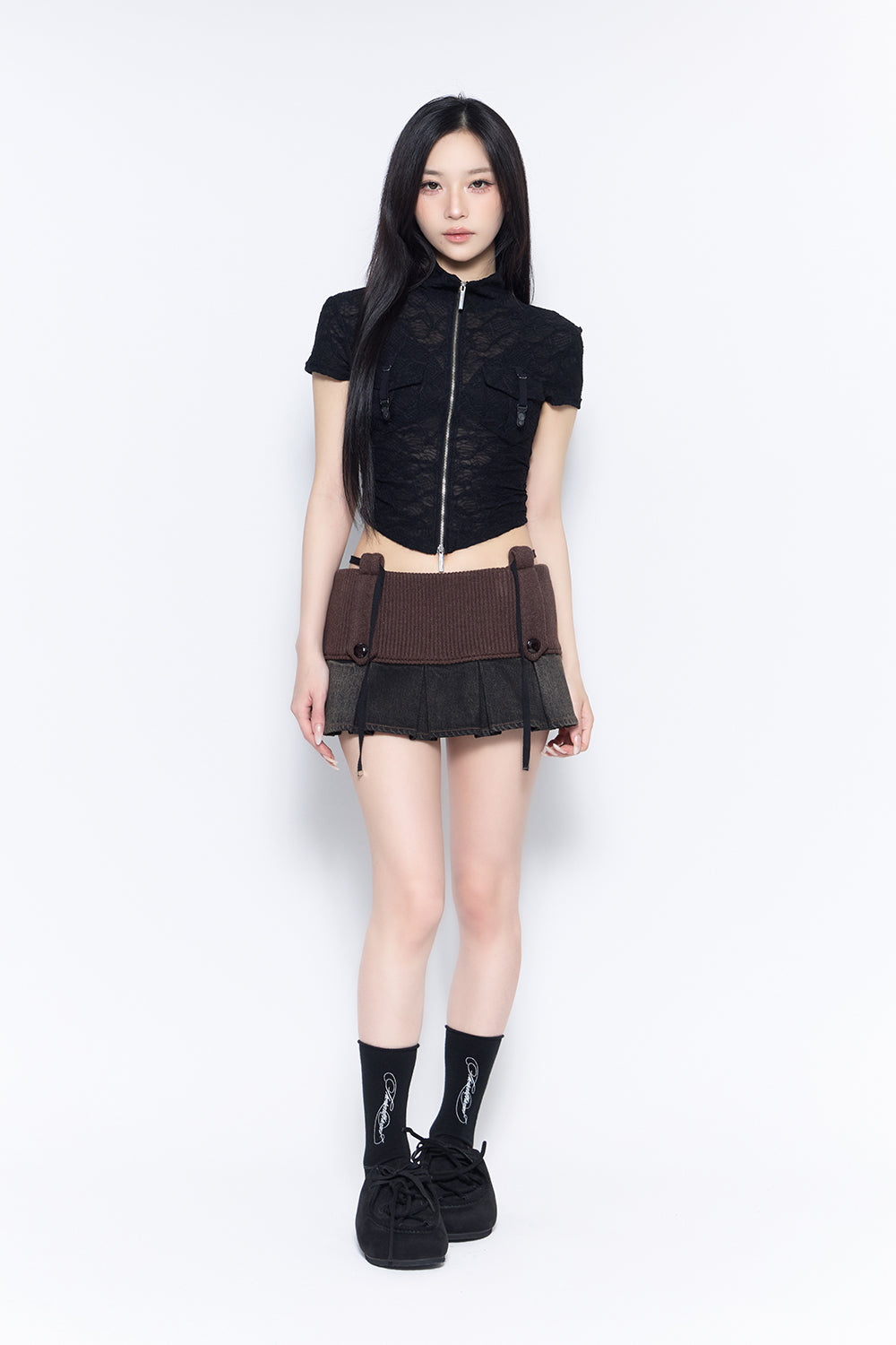 knit pleated skirt mini
