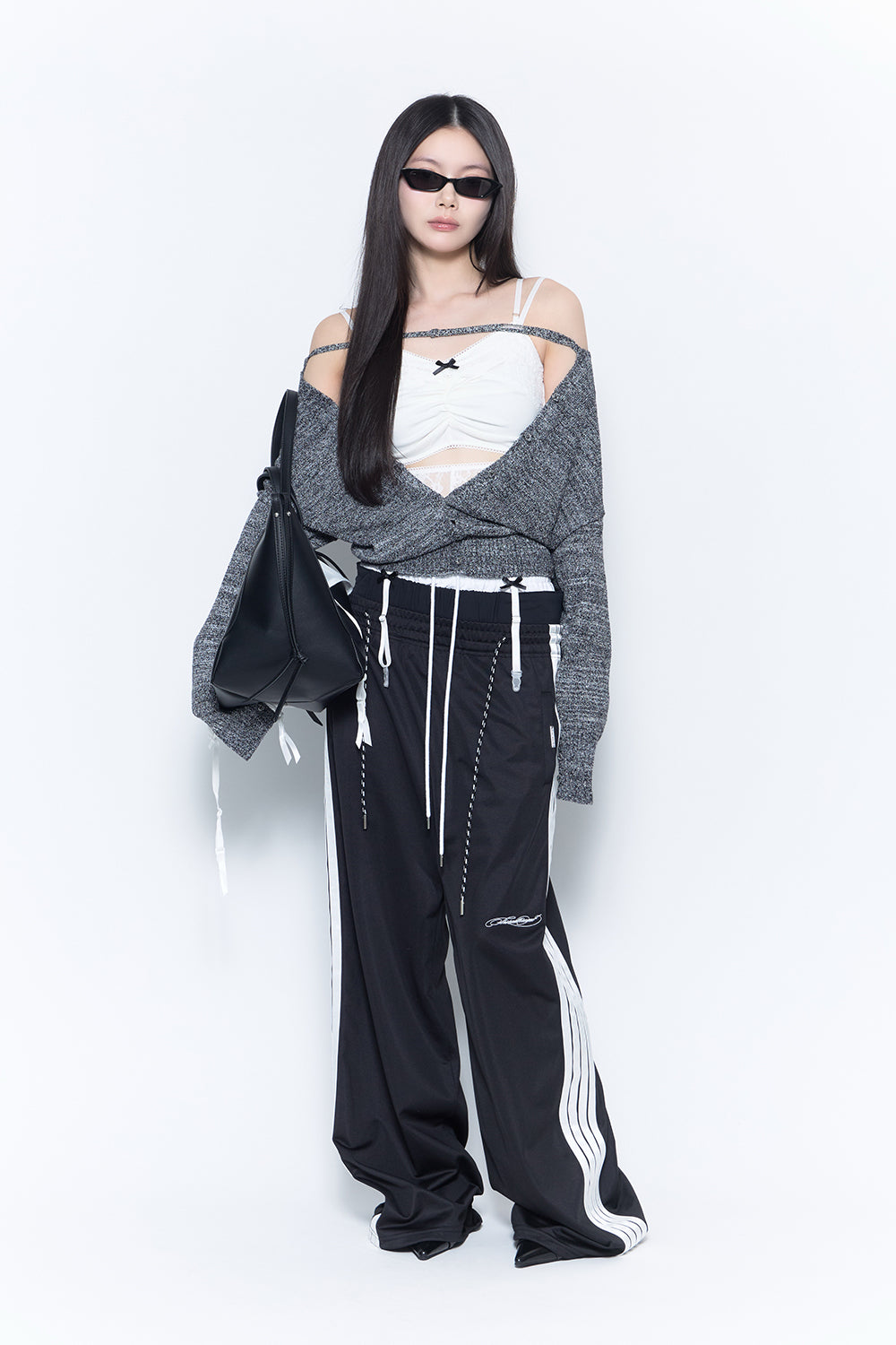 layered track pants