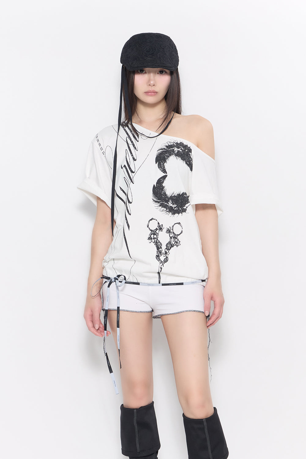 ink script offshoulder tops