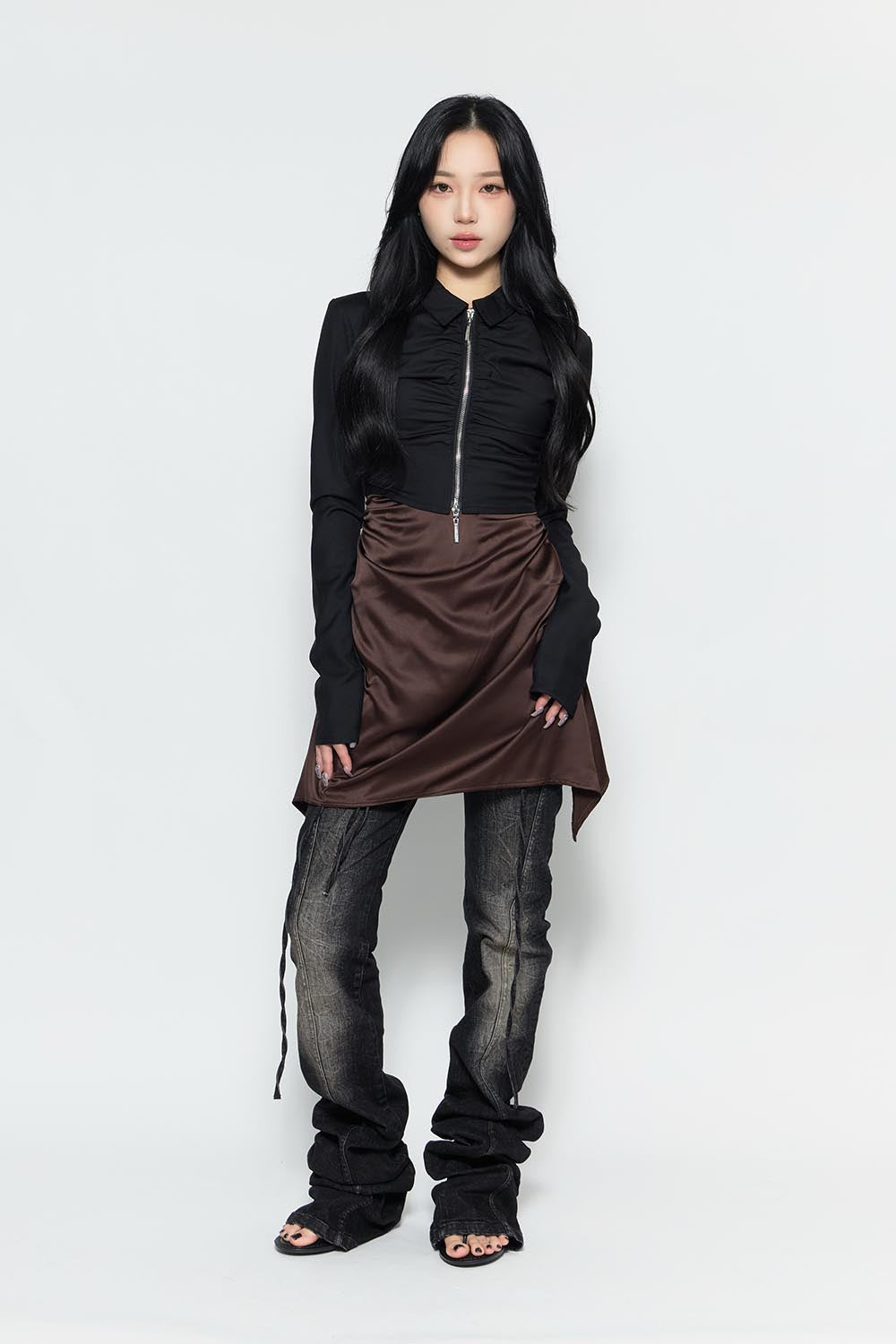 S satin flow dress mini