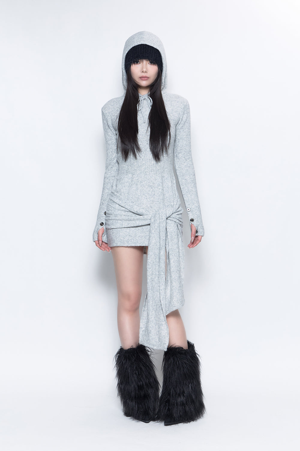 S draped knit dress mini